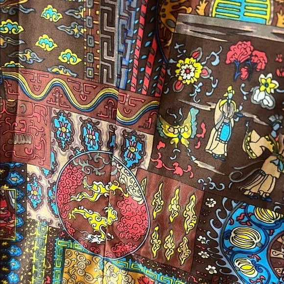 Vintage OOAK Cotton Patchwork Cotton Cheongsam Sleeveless Midi Dress - Picture 8 of 8